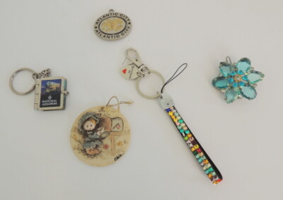 Junk Drawer Lot Key Chains Jewelry Hair Clip La Berge 1985 Christmas Ornament