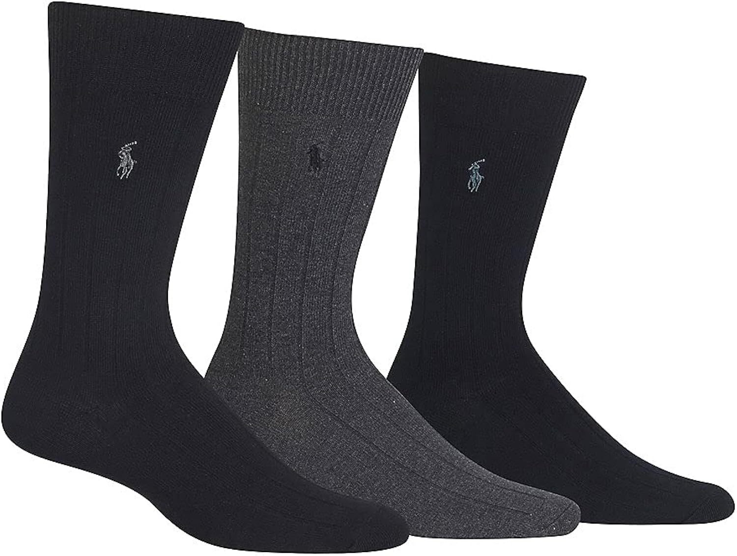Мужские носки Polo Ralph Lauren из гребенчатого хлопка в рубчик, 3 штуки, BLKA