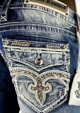  180 Buckle Rock Revival Jeans "Holiday" Swarovski Leather Inserts Easy Boot