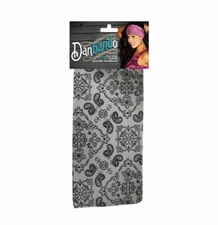 White with Black Western Paisley Danbando Bandanna Head Wrap Sweatband Headband