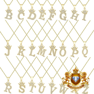 VVS1/D 1.25 Ctw. Crown King Initial Letter Alphabet Unisex Charm Pendant +Chain