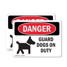  2 Pack Guard Dogs On Duty OSHA Danger Sign Decal Metal Plastic