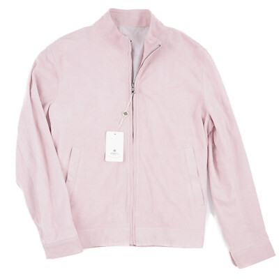 Luigi Borrelli Light Pink Soft Suede Leather Zip-Front Jacket M (Eu 50) NWT