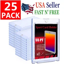 25 Pack Magnetic Trading Sports Card Holders 55pt One-Touch Hard UV Protection