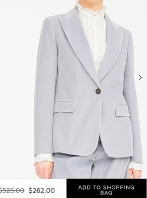 New Weekend MaxMara $525 48IT/14 Ice Blue Cotton Corduroy Lined Jacket