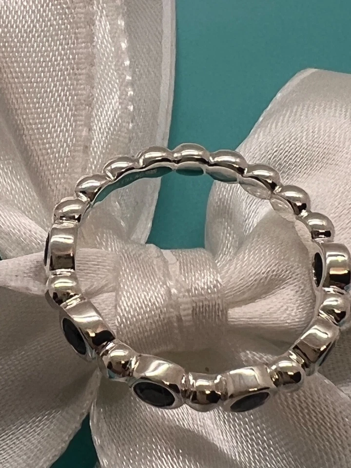 Anillo Tiffany & Co. Ziegfeld Espinela Negra Talla 8.75 Plata de Ley 925 Foto 3 de 4