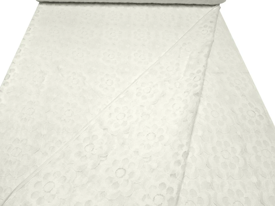 Tessuto pizzo tessuto pizzo con motivo floreale bianco crema tessuto per abit... - Immagine 4 di 4