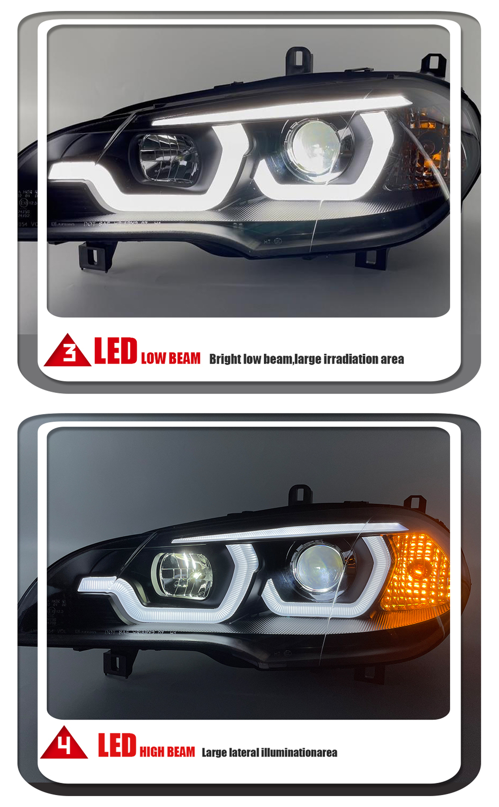 For BMW X5 0713 LED Headlights LED DRL Sequential Turn Signal Replace