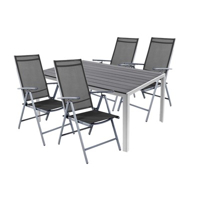 Gartengarnitur 5tlg Gartenmöbel Set Alu Silber Polywood ...