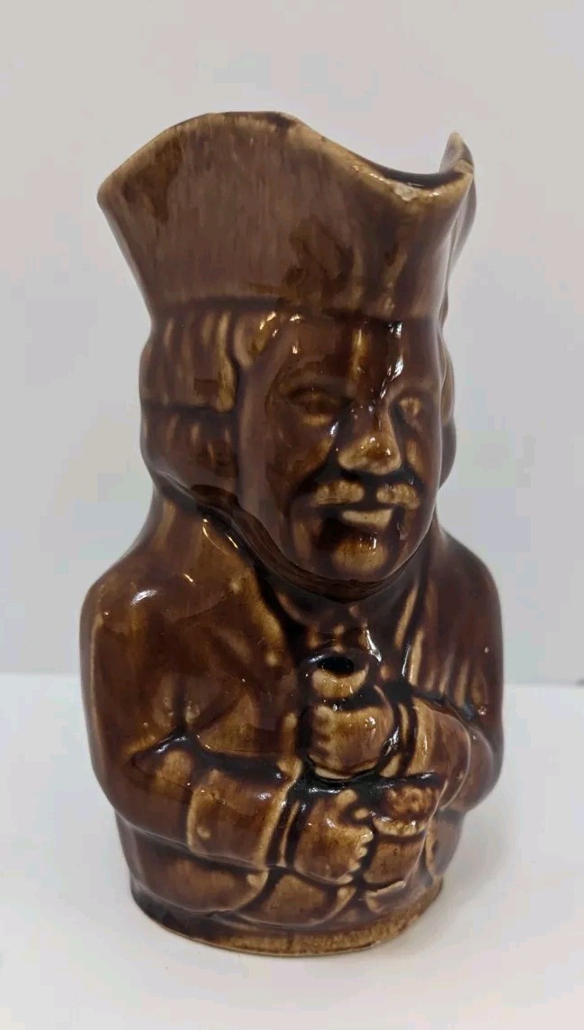 Antique Bennington Pottery Toby Mug Pitcher Man Jug Rockingham Brown ...