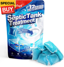 Septic Tank Treatment 12 Pcs for 1-Year Supply, Dissolvable Packs with Easy Oper