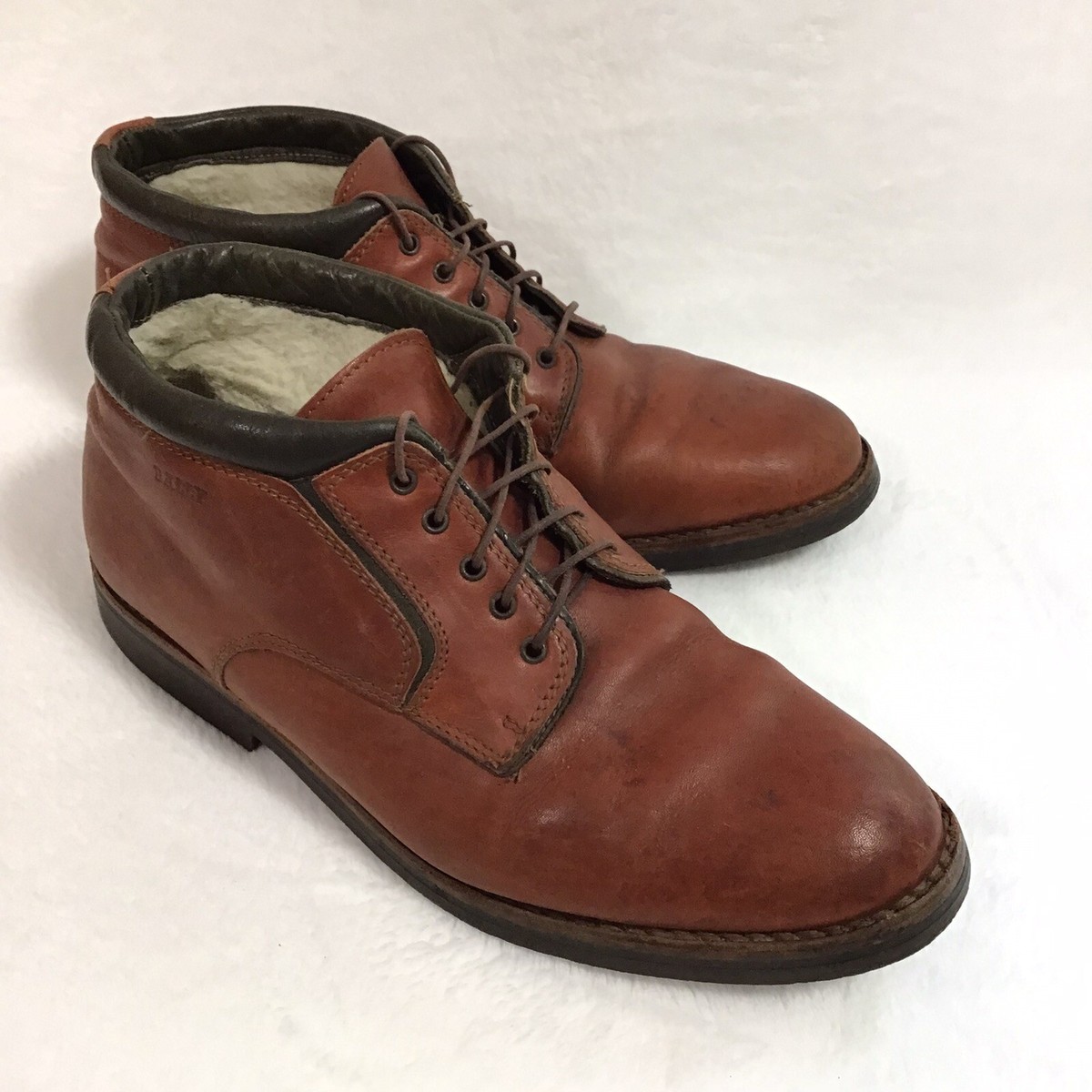 BALLY Fleece Lined Insulated Leather Lace Up Ankle Boots  display picture 2