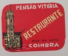 PENSAO VITORIA  hotel old luggage label COIMBRA Portugal
