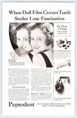 1930 BEAUTIFUL WOMAN PEPSODENT AMOS 'N' ANDY 6.5"X10" Magazine Ad 1930