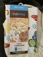 TRUELIVING BEAUTIFUL BUTTERFLIES FABRIC TABLECLOTH SIZE 52" X 70" NIP EASY CARE