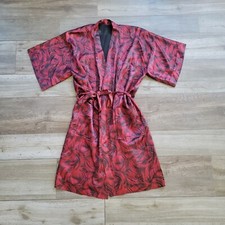 Vintage 60s Maroon Brush Strokes Robe Smoking Jacket Hugh Hefner Medium