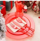 COLOSUS 36guest Red Plastic Party Plates and silverware Disposable Christmas  — photo 6