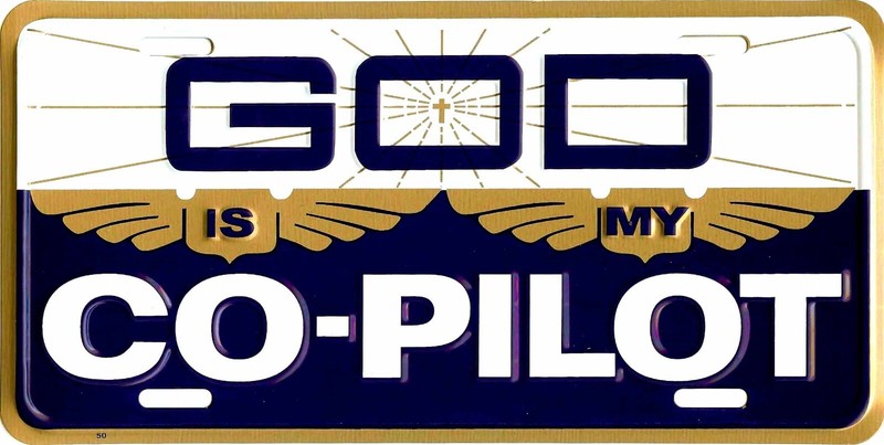 GOD IS MY CO-PILOT EMBOSSED ALUMINUM/METAL AUTO TAG LICENSE PLATE  #00-367