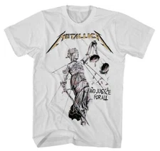 New Authentic Metallica Distressed and Justice For All White Shirt badhabitmerch