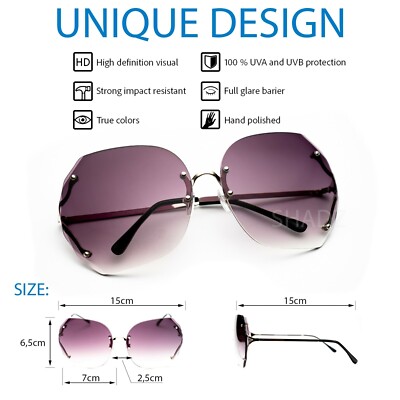 Occhiali Da Sole Fashion UV400 Occhiali Da Sole Donna OVERSIZE Senza Montatura – Lenti Sfumate SHADZ GAFAS, Protezione UV400 – Stile 90s Okkia Occhiali Sole - Foto 3