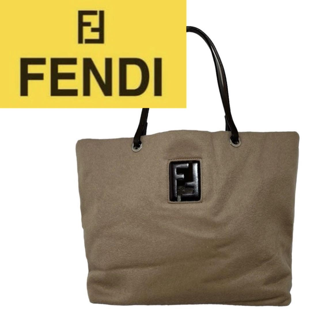 FENDI cashmere logo tote bag pre-owned vintage luxury