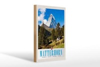 Holzschild Reise 20X30Cm Matterhorn Schweiz Wald Gebirge Schnee Schild Wooden Si