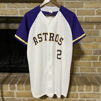 Alex Bregman Houston Astros Bayou Bash LSU Jersey White Purple Size Large 