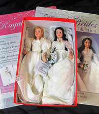 Princess Diana & Kate porcelain doll in replica wedding dresses IN XMAS BOX