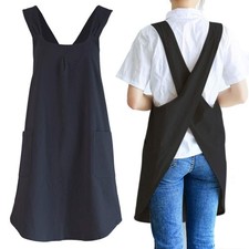 Japanese Linen Cross Back Kitchen Cooking Aprons for Men with Pockets for Bak...