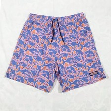 Vineyard Vines Men's Medium Shorts Blue Coral Print Lined Board Swim Trunks EUC
