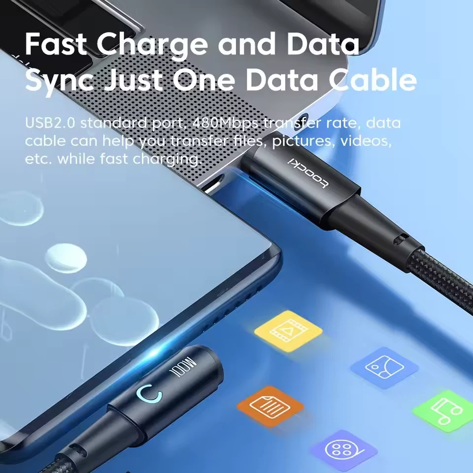 Typ C USB-C USB Kurz 90° Winkelkabel schnell Ladekabel für Samsung Huawei - Bild 4 von 4