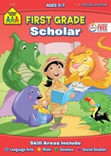 School Zone First Grade Scholar Workbook: 64 Pages, 1st Grade, Vowels, Conso...
