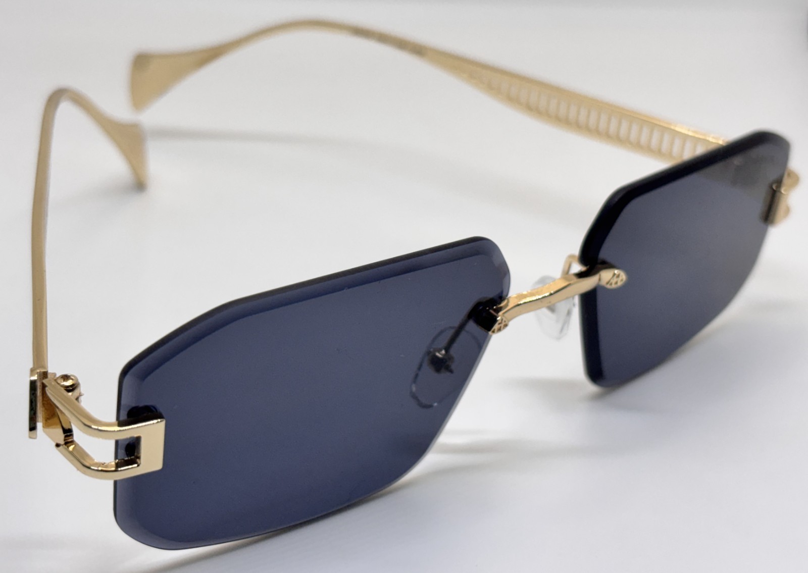 Maybach Rimless Rectangular Sunglasses Gold & Bla… - image 7