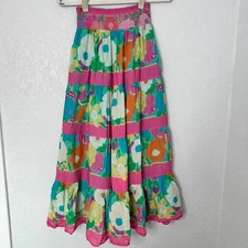 Love the Label Miya Tiered Maxi Skirt Smocked Waist Floral Print Boho Summer XS