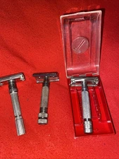 Vintage Adjustable Rare Pomco and Safety Razors Lot of 3 Made In USA with Case