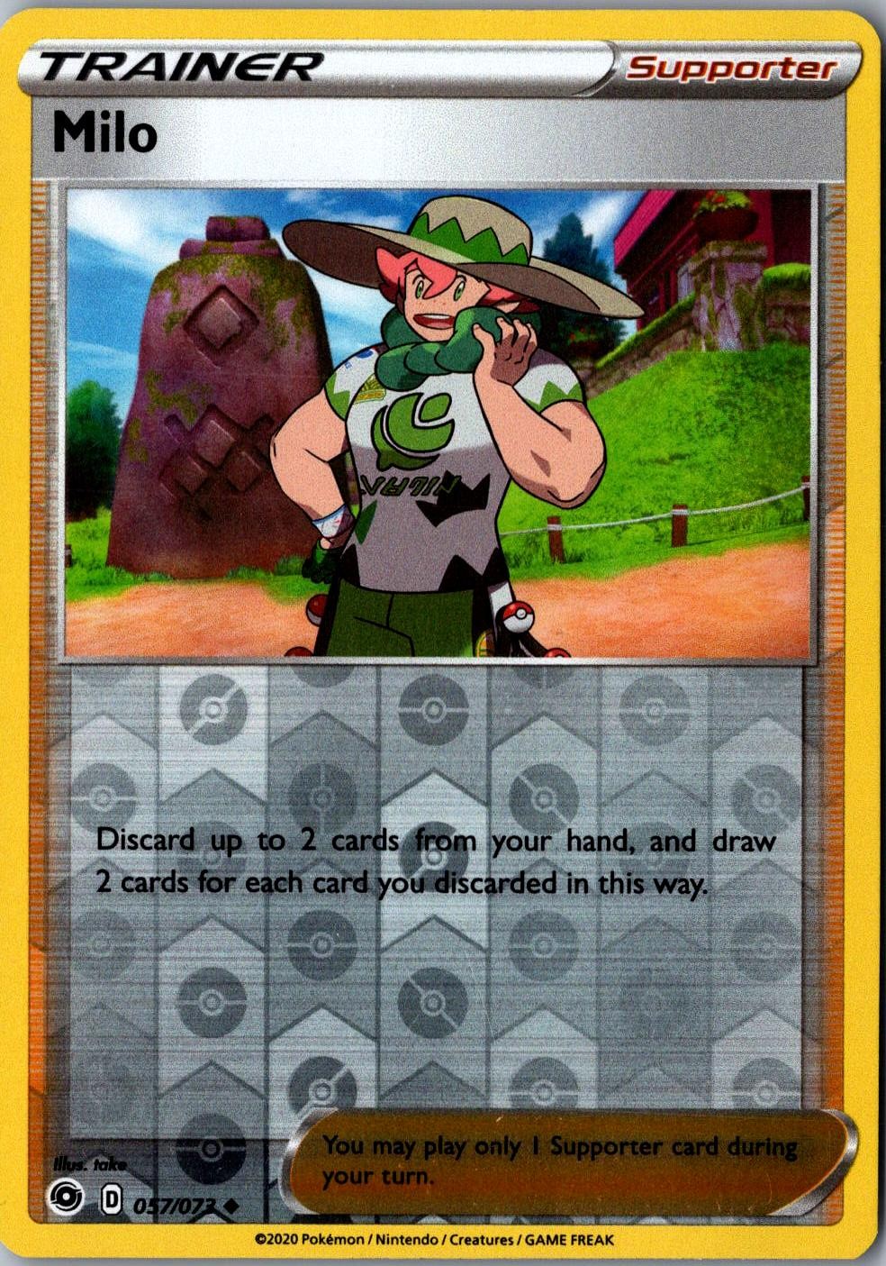 Milo Reverse Holo 57/73 Uncommon Champion's Path Lightly Played Pokemon Card