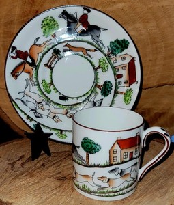Crown Staffordshire Hunting Scene | eBay