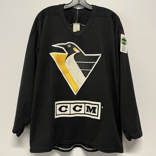 Vintage Pittsburgh Penguins CCM Big Logo Black Maska Air Knit Jersey Size L