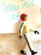 Vintage 1976 Fisher-Price Evil Knievel Action Figure white with blue stripes