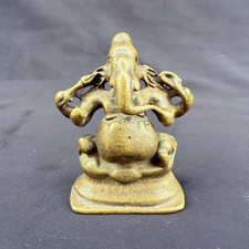 Old Tibetan Buddhism Yellow Lima Copper Ganesha, Elephant God of Wealth Figurine
