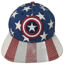 Marvel Captain America Snapback Hat Blue White One Size Embroidered Stars Shield