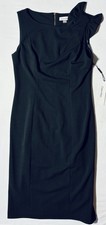 Calvin Klein Sleeveless Little Black Sheath Dress Shoulder Bow Women's Sz 4 NWT