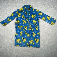 Pok mon Bathrobe Boys Size 6/7 Pikachu Blue Warm Robe
