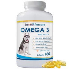 Omega 3 Fish Oil for Dogs - Natural Pet Supplement Shiny Coat - Wild 180