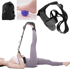Foot  Calf Stretcher Strap for Plantar Fasciitis and Achilles Relief Black 