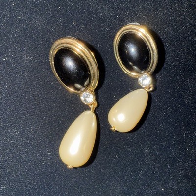 18K Gold Plated Pearl Drop Vintage Earrings Flore Mure