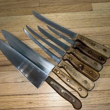 VTG Chicago Cutlery Wood Handle Knife Lot 8 pcs Kitchen Utility Butcher Chef