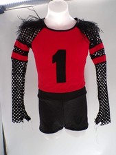 Dance Costume Kelle Feather 2 pc Red Large Child Jazz Tap Spandex Hip Hop Music