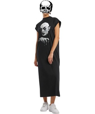 Nosferatu Maxikleid Damen schwarz Gothic Horror Vampir langes T-Shirt Kleid