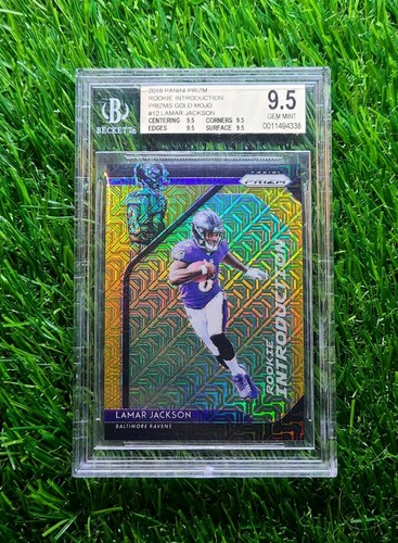 Lamar Jackson [Gold Mojo] #RI-12 2018 Panini Prizm Rookie Introduction card